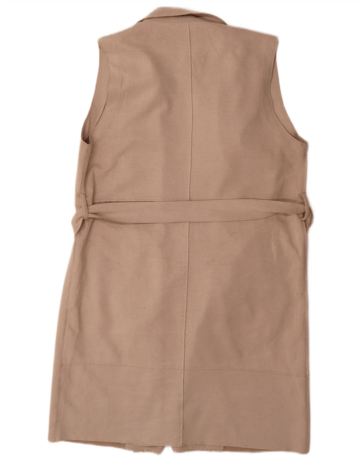 Gilet lungo da donna Zara UK 16 grande beige poliestere