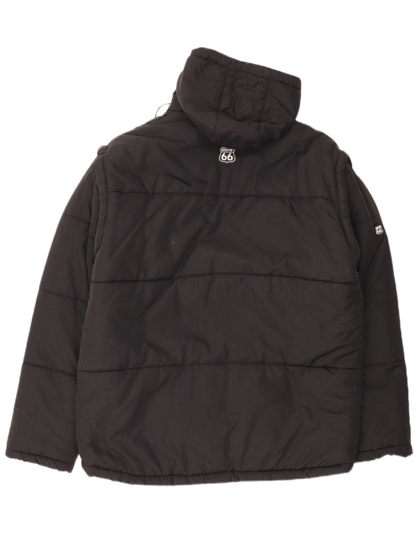 Giacca imbottita con cappuccio da uomo Route 66 UK 40 Large Nera in poliammide