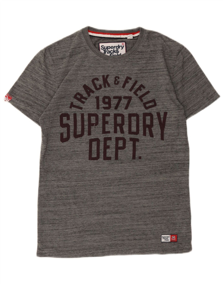 T-shirt grafica da uomo Superdry Top in cotone chiazzato grigio piccolo