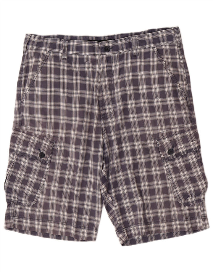 Pantaloncini cargo da uomo Calvin Klein W36 Large blu navy a quadri in cotone