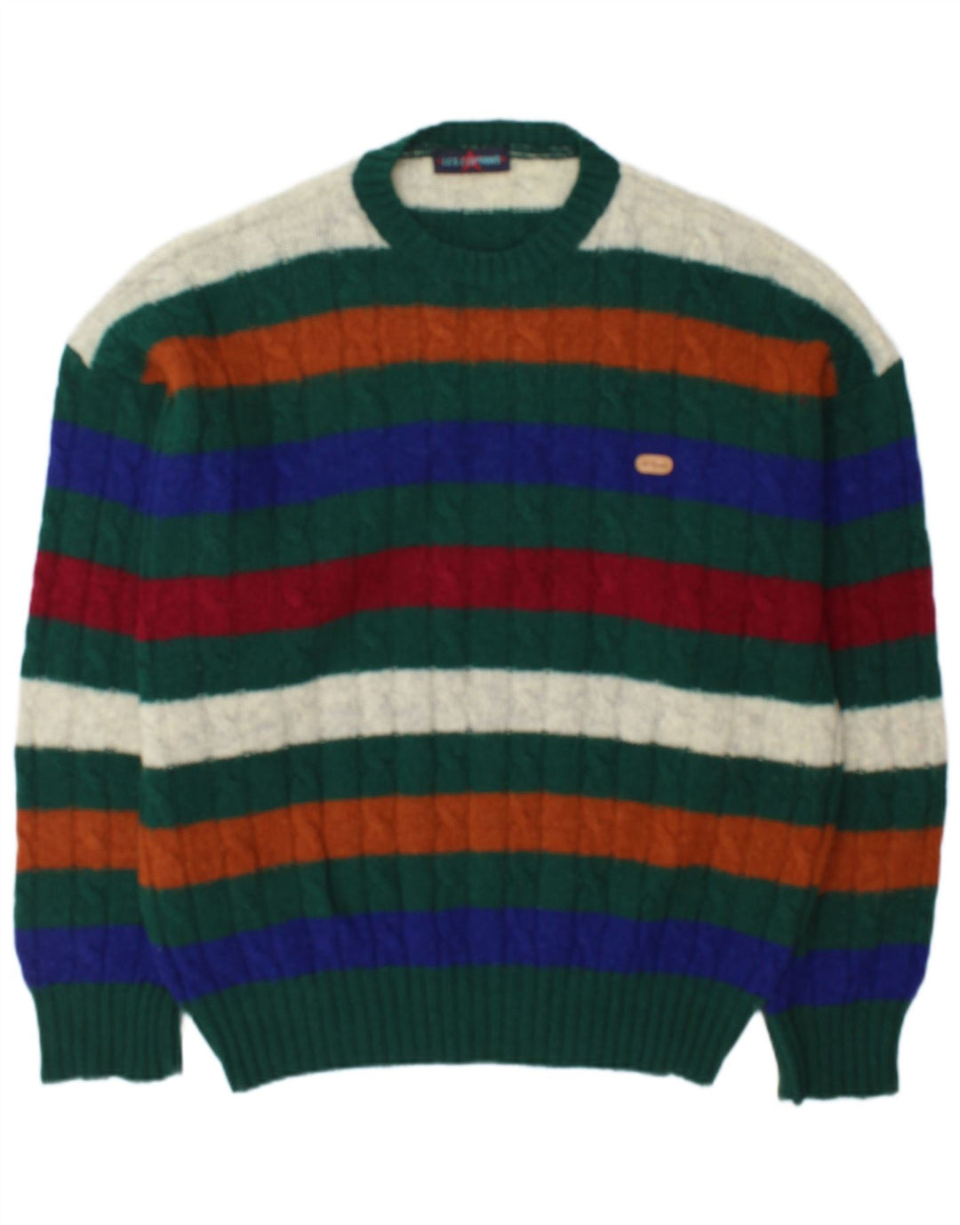 Maglione maglione girocollo da uomo Les Copains XL lana a righe multicolore