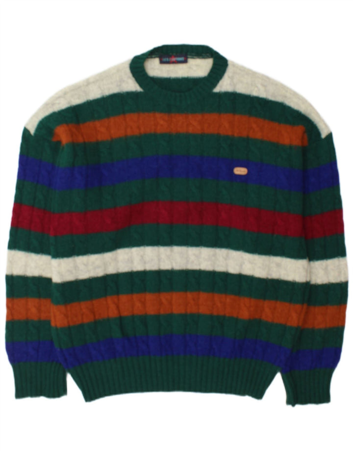 Maglione maglione girocollo da uomo Les Copains XL lana a righe multicolore