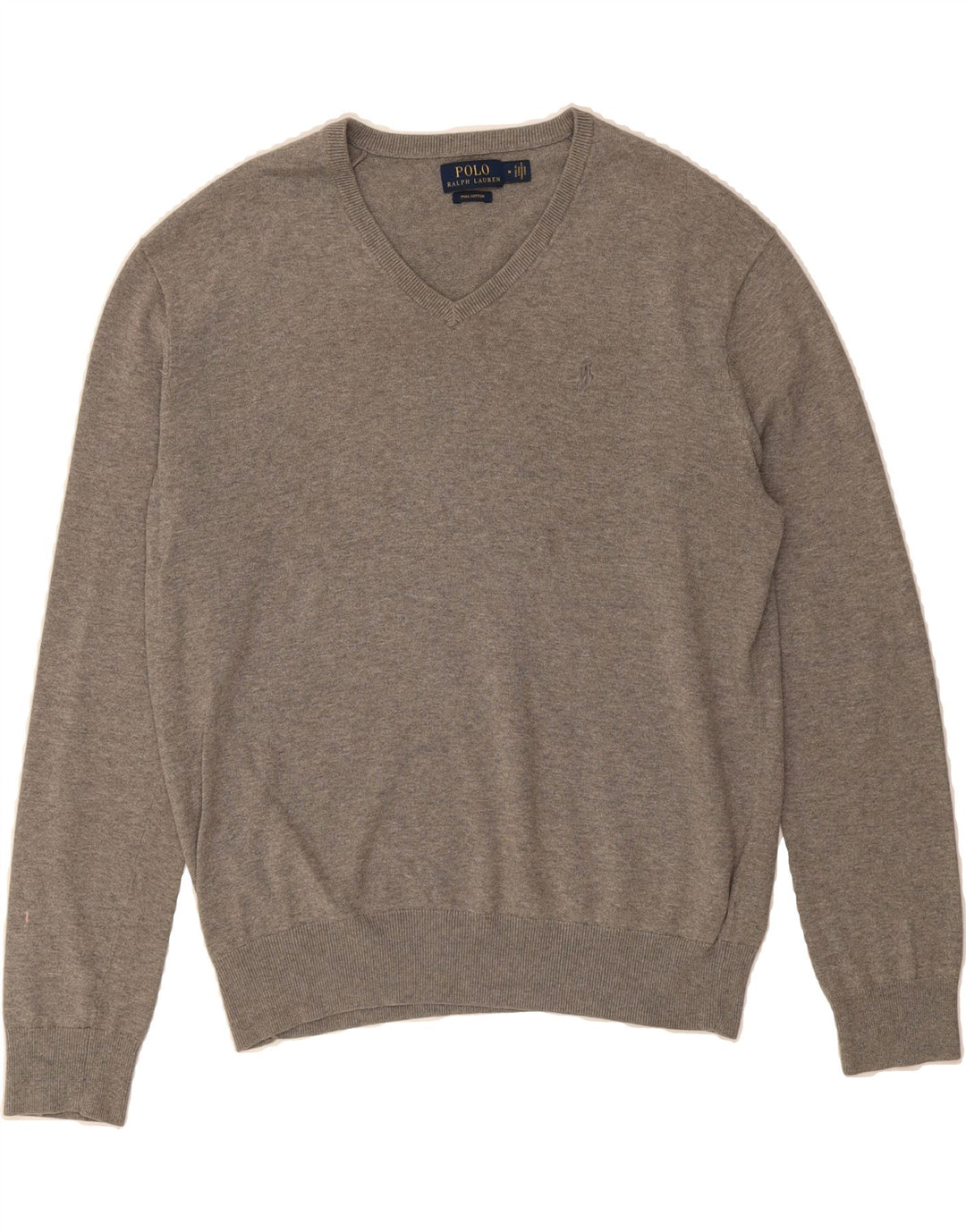 POLO RALPH LAUREN Maglione da uomo con scollo a V in cotone grigio medio
