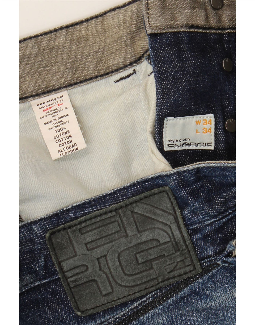 Jeans dritti invecchiati da uomo Energie W34 L29 cotone blu