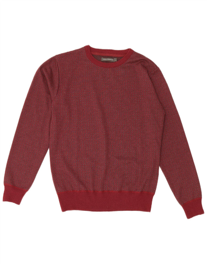 Maglione maglione girocollo da uomo French Connection medio bordeaux maculato