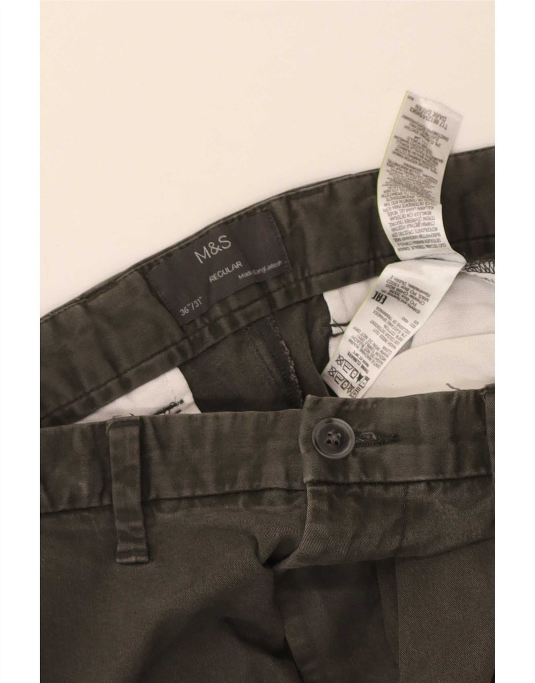 Pantaloni chino vestibilità regolare da donna Marks & Spencer W36 L30 cotone kaki
