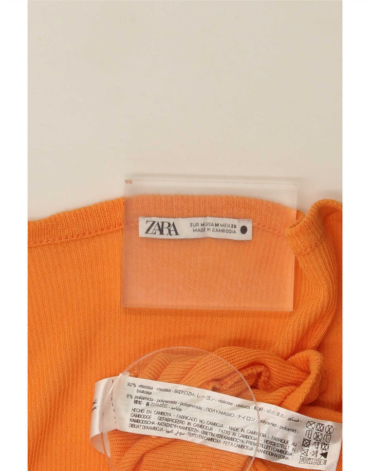 Top corto da donna Zara UK 14 Viscosa arancione medio