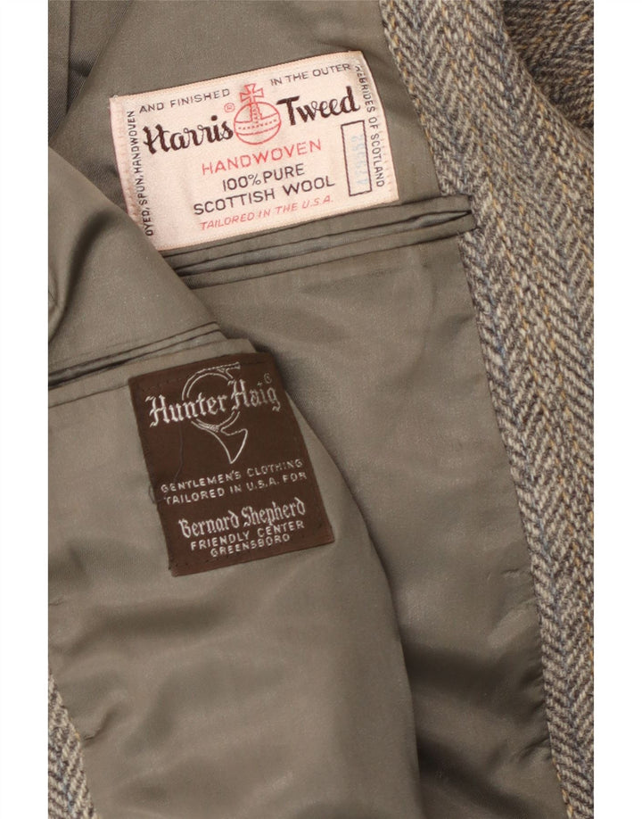 Hunter Haig Giacca blazer in tweed Harris da uomo UK 38 Grigio medio a spina di pesce
