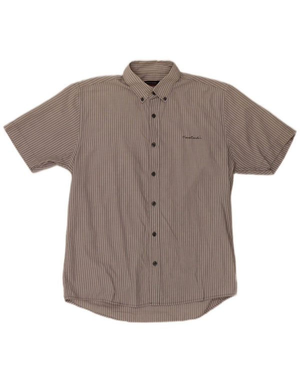 Camicia da uomo a maniche corte, vestibilità regolare, Pierre Cardin, a righe grigie grandi