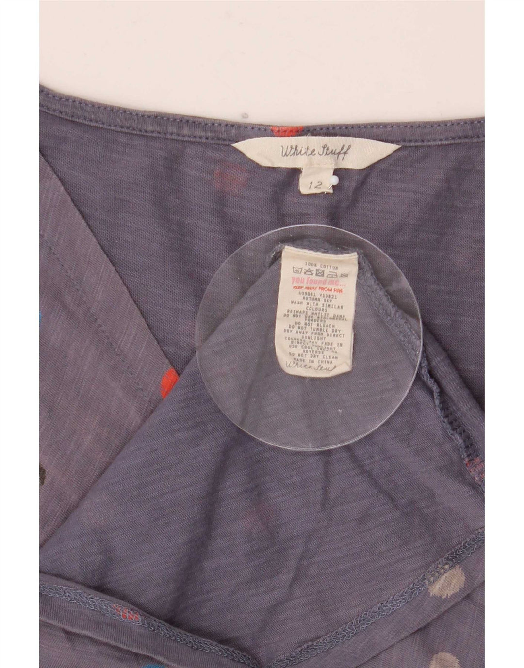 T-shirt da donna White Stuff Top UK 12 Cotone a pois grigio medio