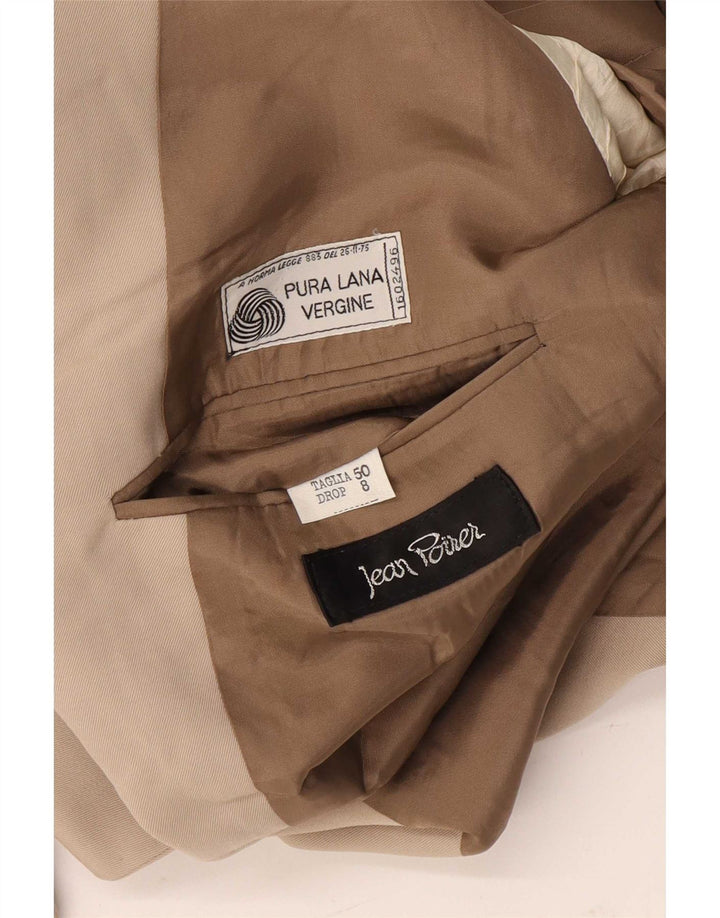 Giacca blazer doppiopetto vintage da uomo IT 50 grande lana vergine beige