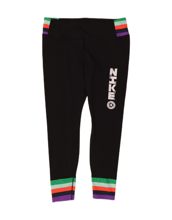 Leggings grafici Nike Dri Fit da donna UK 16 Large Black Colourblock