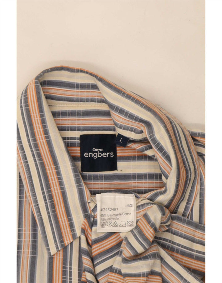 Camicia a maniche corte da uomo Engbers di grandi dimensioni in cotone a righe multicolori