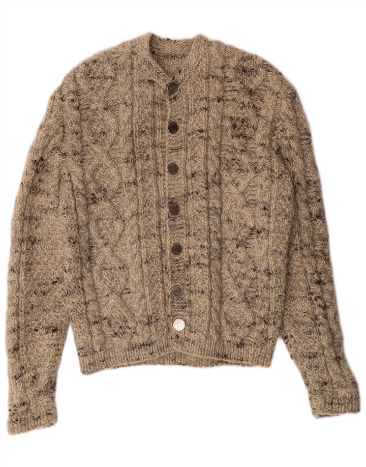 Maglione cardigan da donna vintage UK 12 Beige medio classico