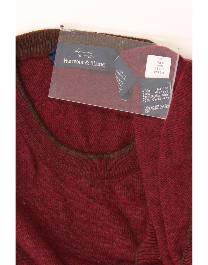 HARMONT & BLAINE Maglione girocollo da uomo 3XL Lana merino bordeaux