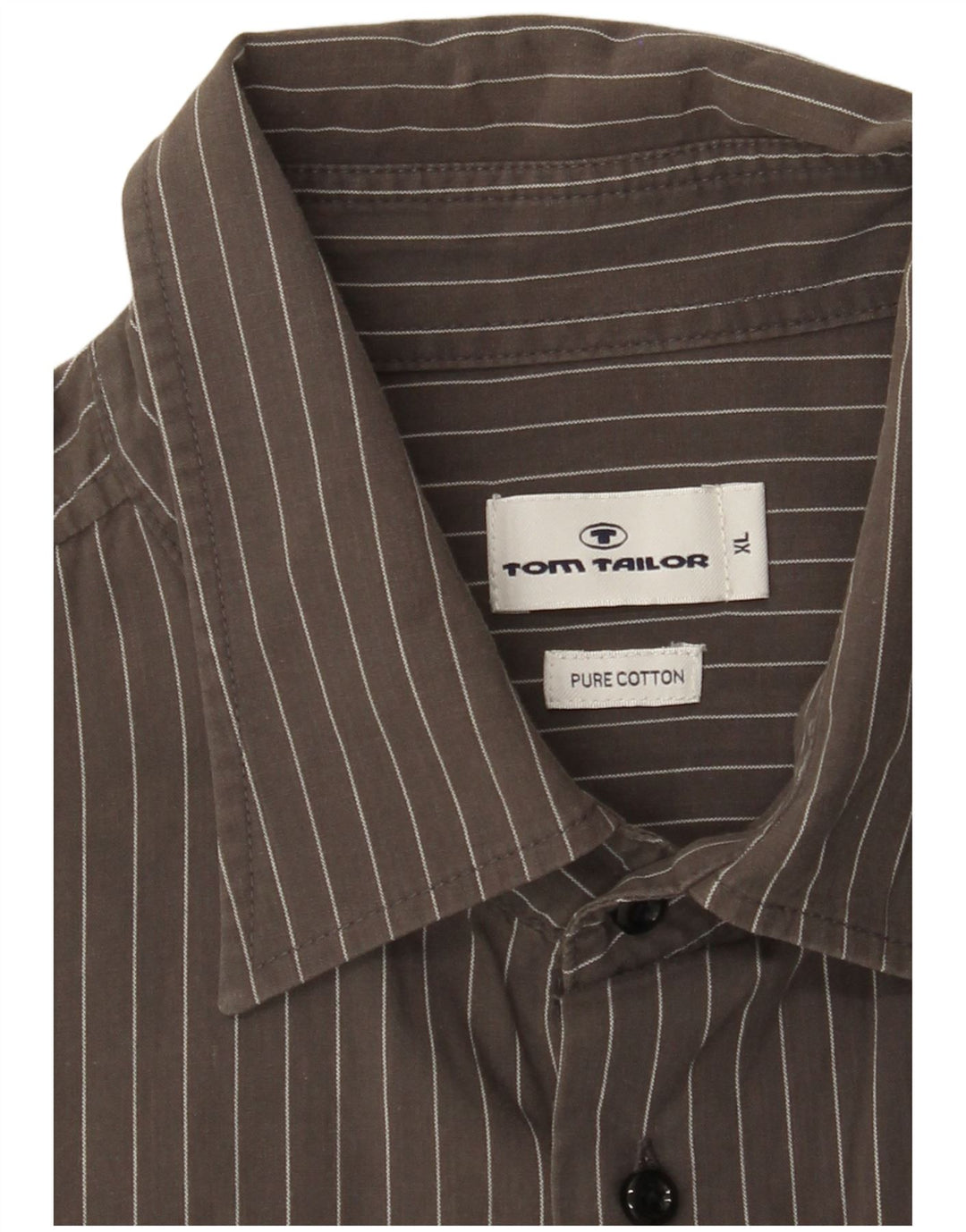 TOM TAILOR Camicia da uomo XL in cotone gessato grigio