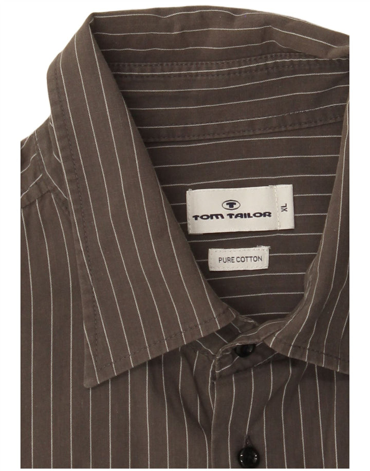 TOM TAILOR Camicia da uomo XL in cotone gessato grigio