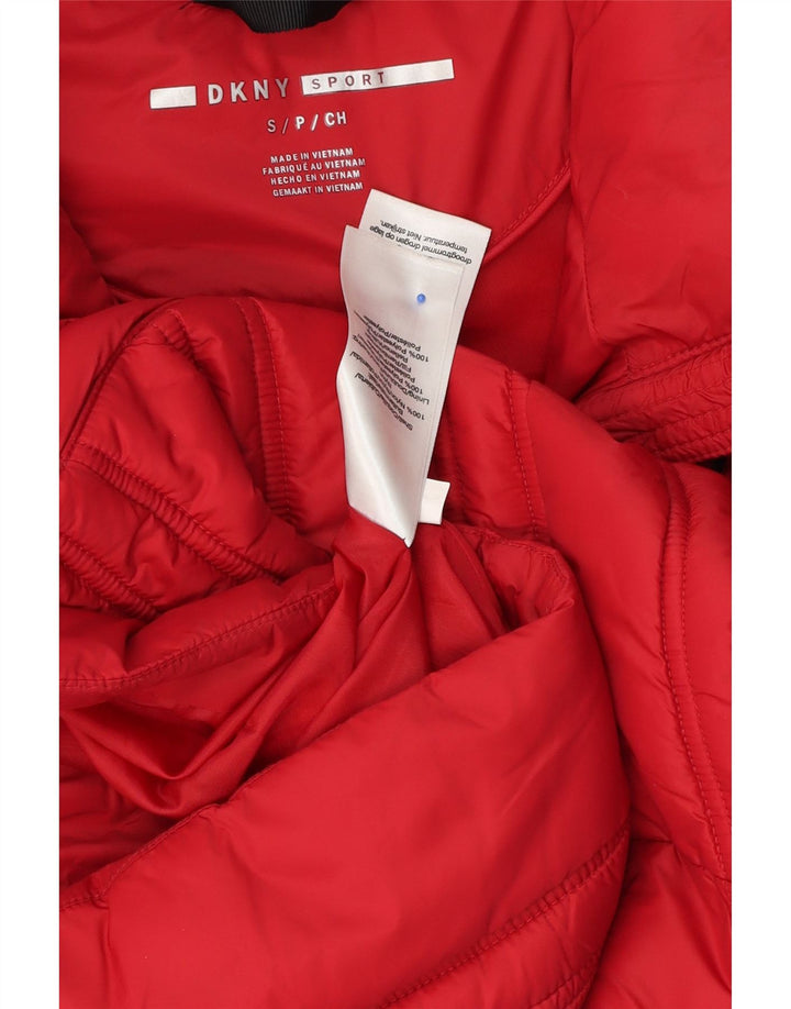 Gilet imbottito da donna Dkny UK 10 piccolo sportivo in poliestere rosso