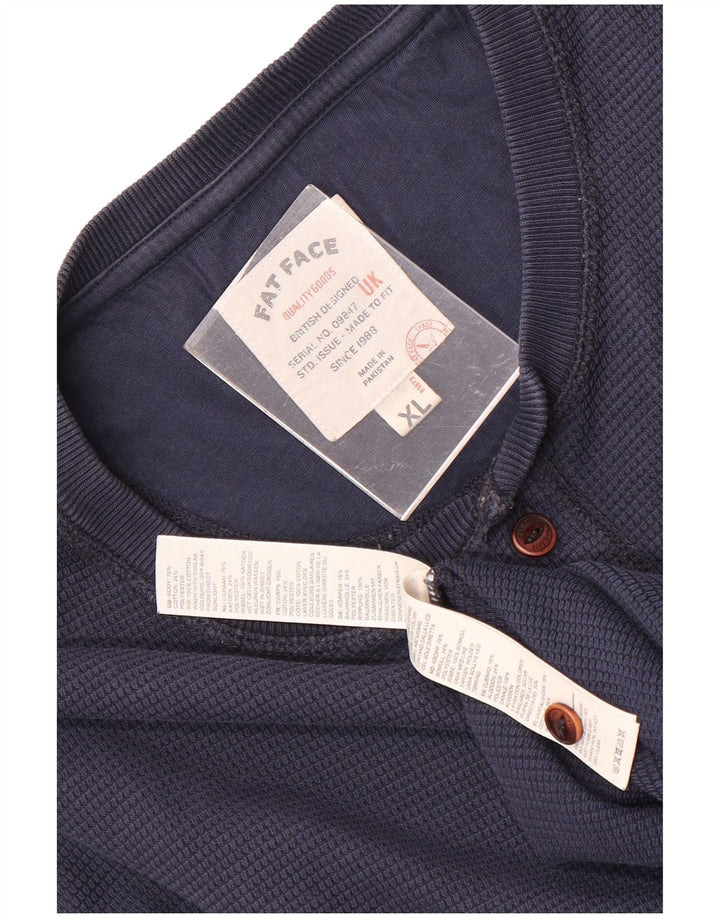 Top da uomo Fat Face a maniche lunghe XL in cotone blu navy