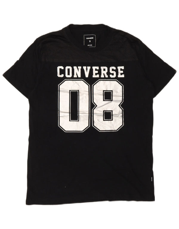 T-shirt grafica da uomo Converse Top piccola in cotone nero