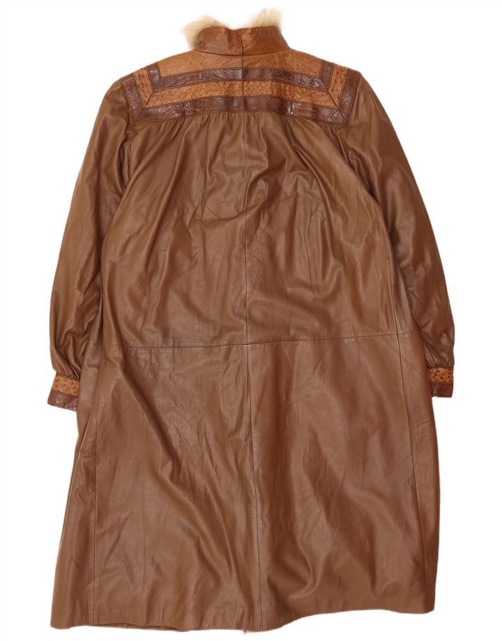 Cappotto in pelle lungo da donna Hettabretz UK 18 XL Marrone
