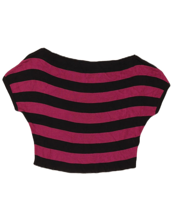 Maglione da donna Penny Black con scollo a barchetta corto UK 12 a righe nere medie