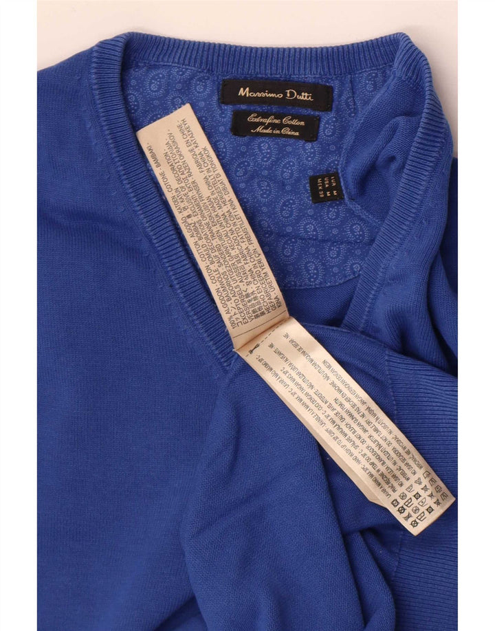 Maglione da uomo con scollo a V Massimo Dutti in cotone blu medio