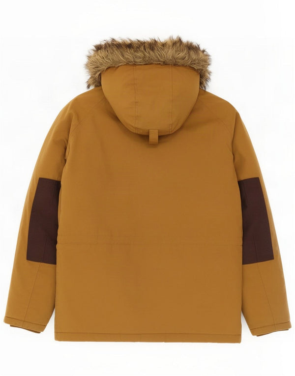 Carhartt Mens Hooded Parka Jacket UK 38 Medium Beige Colourblock Polyester