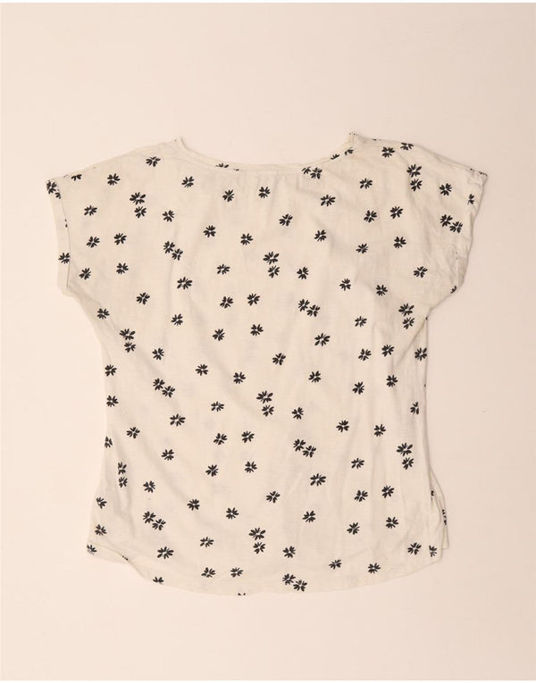 T-shirt da donna Fat Face Top UK 14 grande cotone floreale bianco