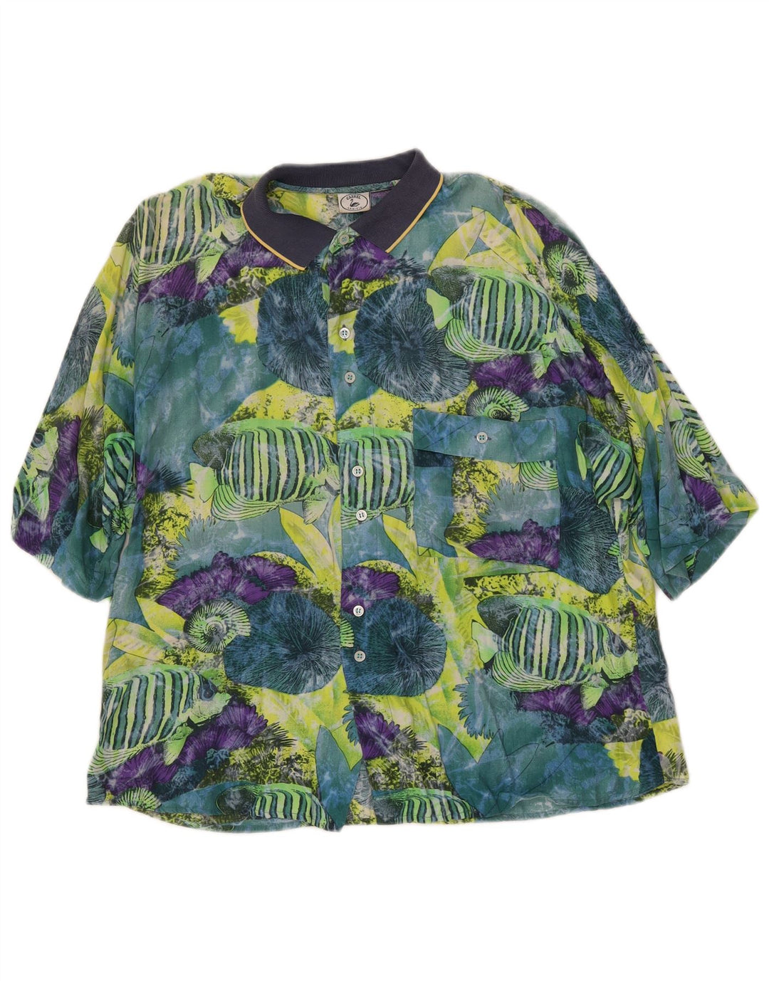 CARREL Camicia a maniche corte da uomo con motivo astratto piccolo multicolore