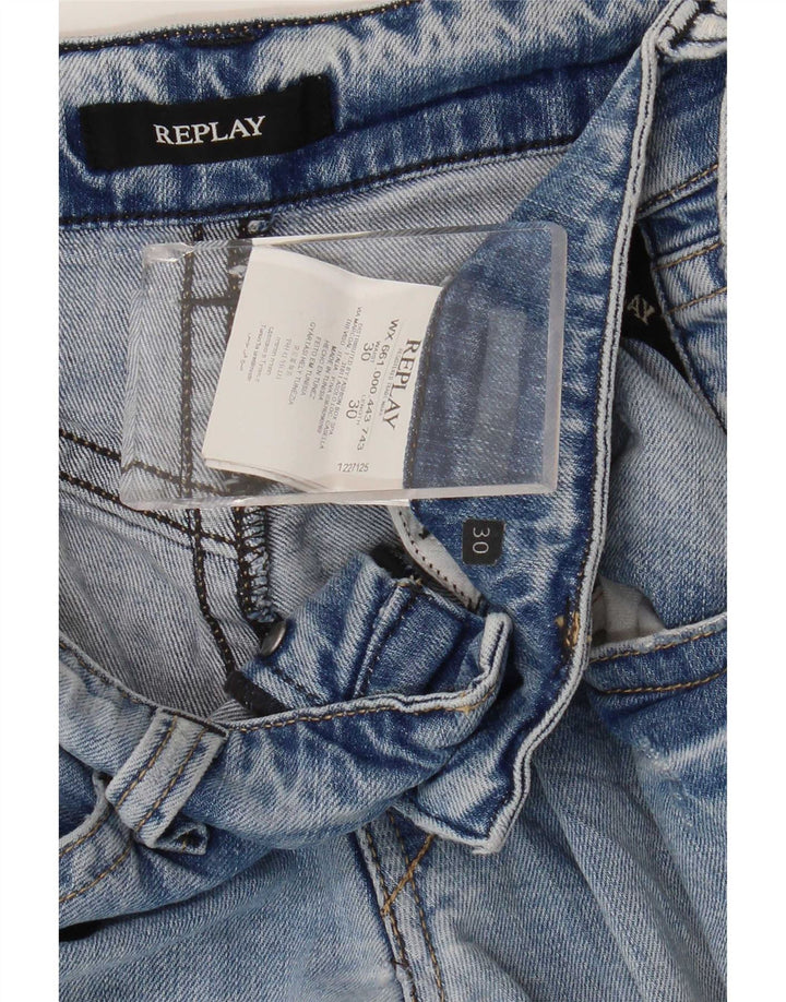 Replay Jeans dritti invecchiati da donna W30 L30 cotone blu