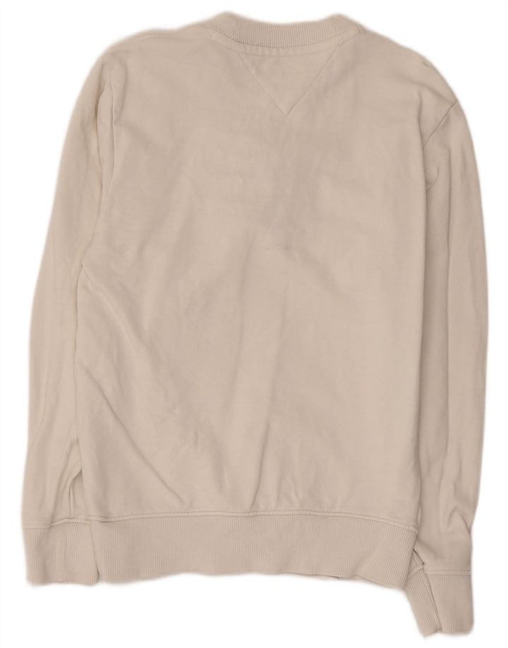 TOMMY HILFIGER Felpa con grafica da donna Maglione UK 6 XS Cotone bianco