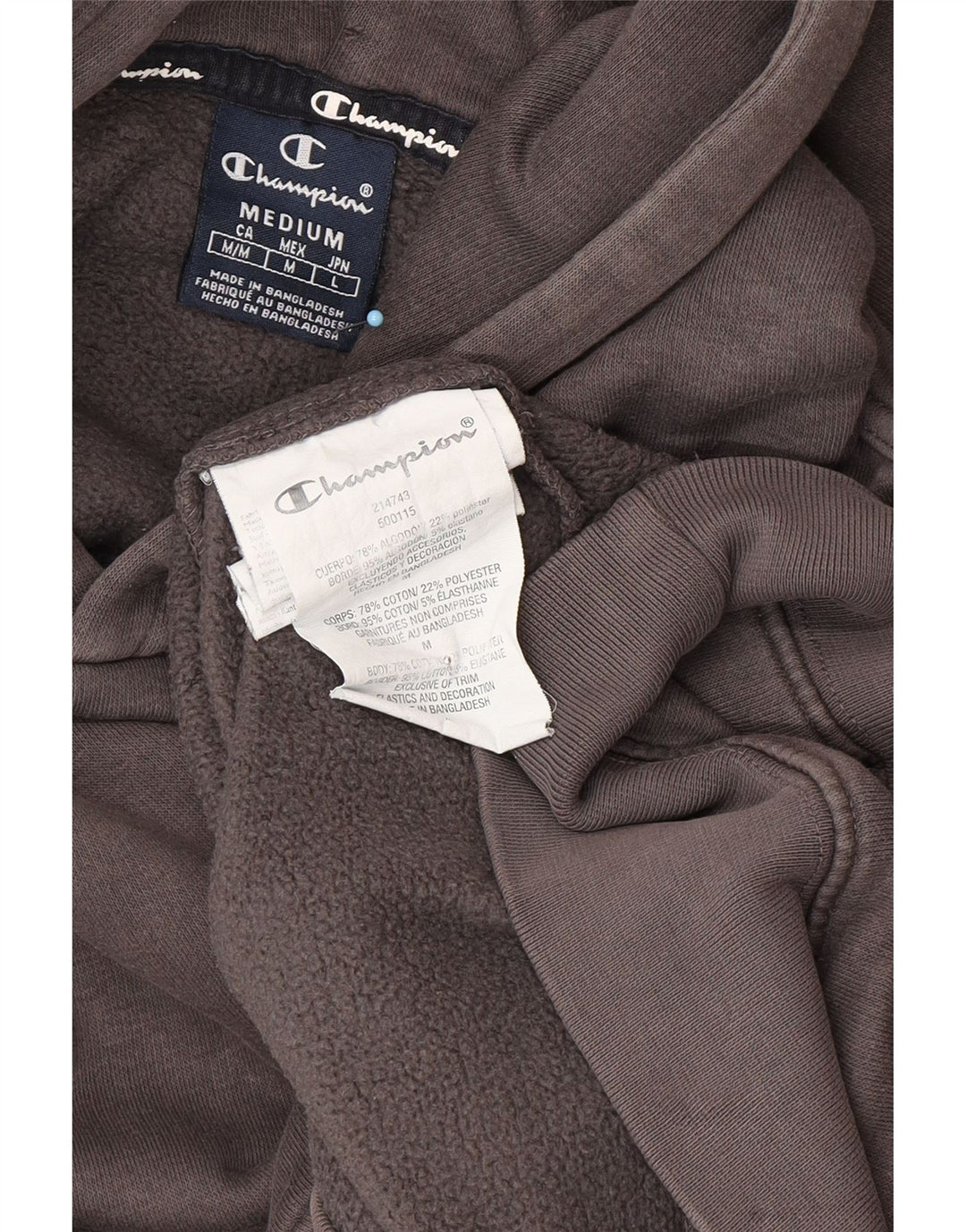 Maglione con cappuccio grafico da uomo CHAMPION in cotone grigio medio