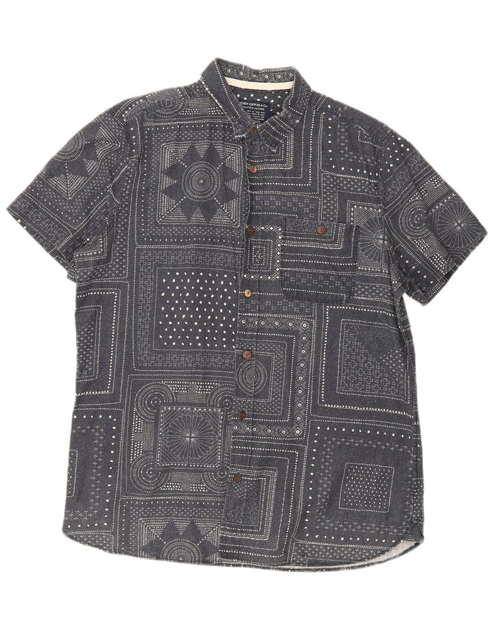 Camicia a maniche corte da uomo John Lewis in cotone geometrico grigio medio