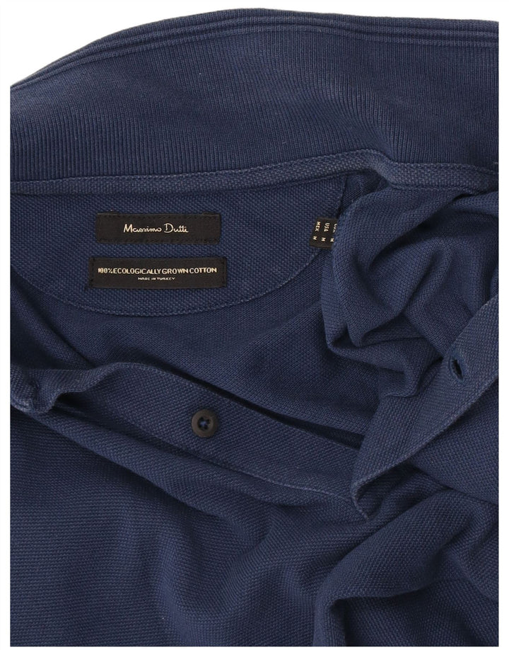 Polo da uomo Massimo Dutti in cotone blu navy medio