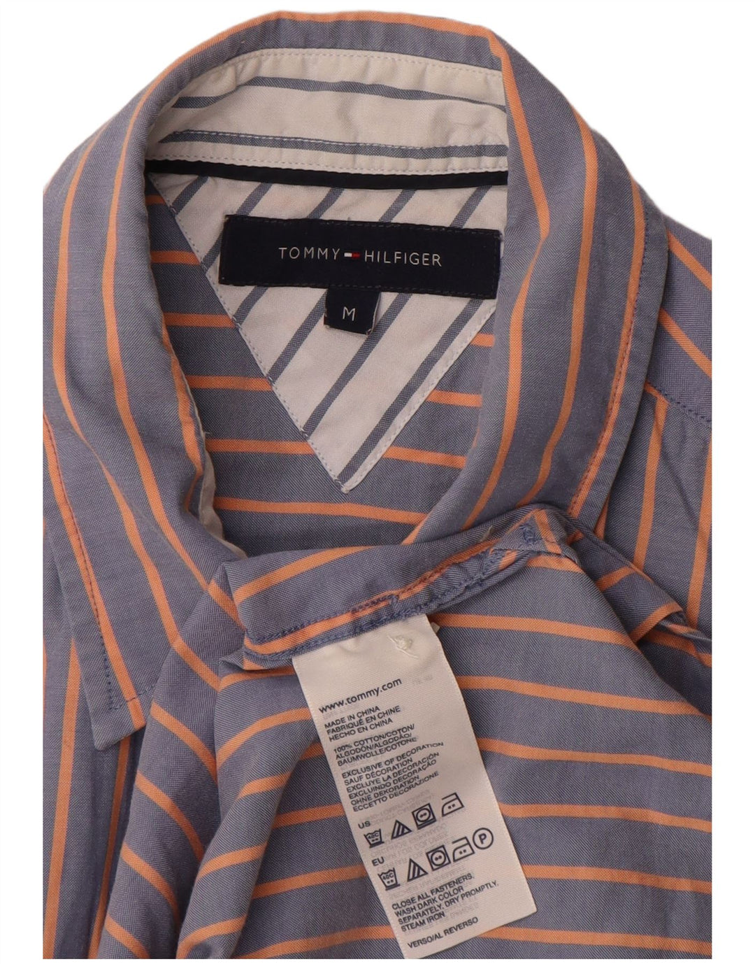 TOMMY HILFIGER Camicia da uomo a maniche corte in cotone a righe blu medio