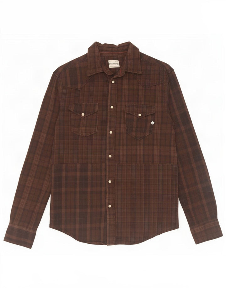 Camicia da uomo in flanella Jack & Jones in cotone a quadri marrone medio