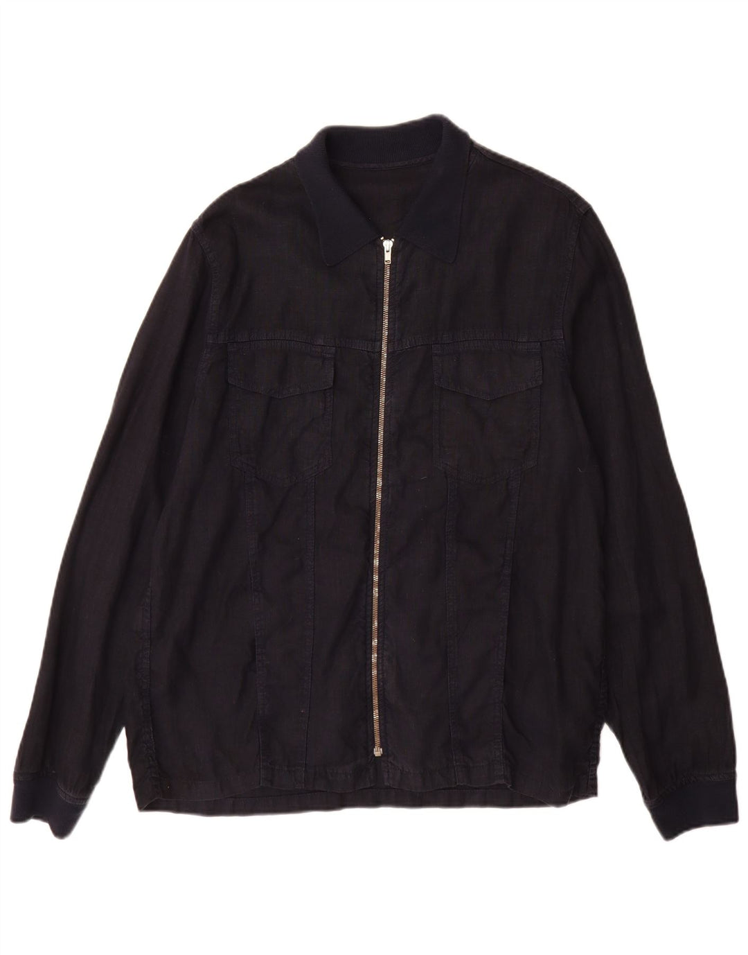 Giacca utility da uomo Zara UK 40 grande lino blu navy