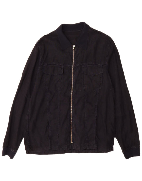 Giacca utility da uomo Zara UK 40 grande lino blu navy