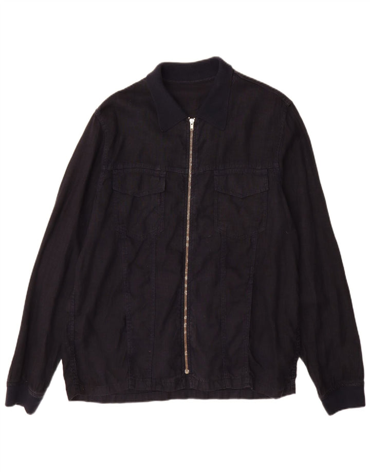 Giacca utility da uomo Zara UK 40 grande lino blu navy