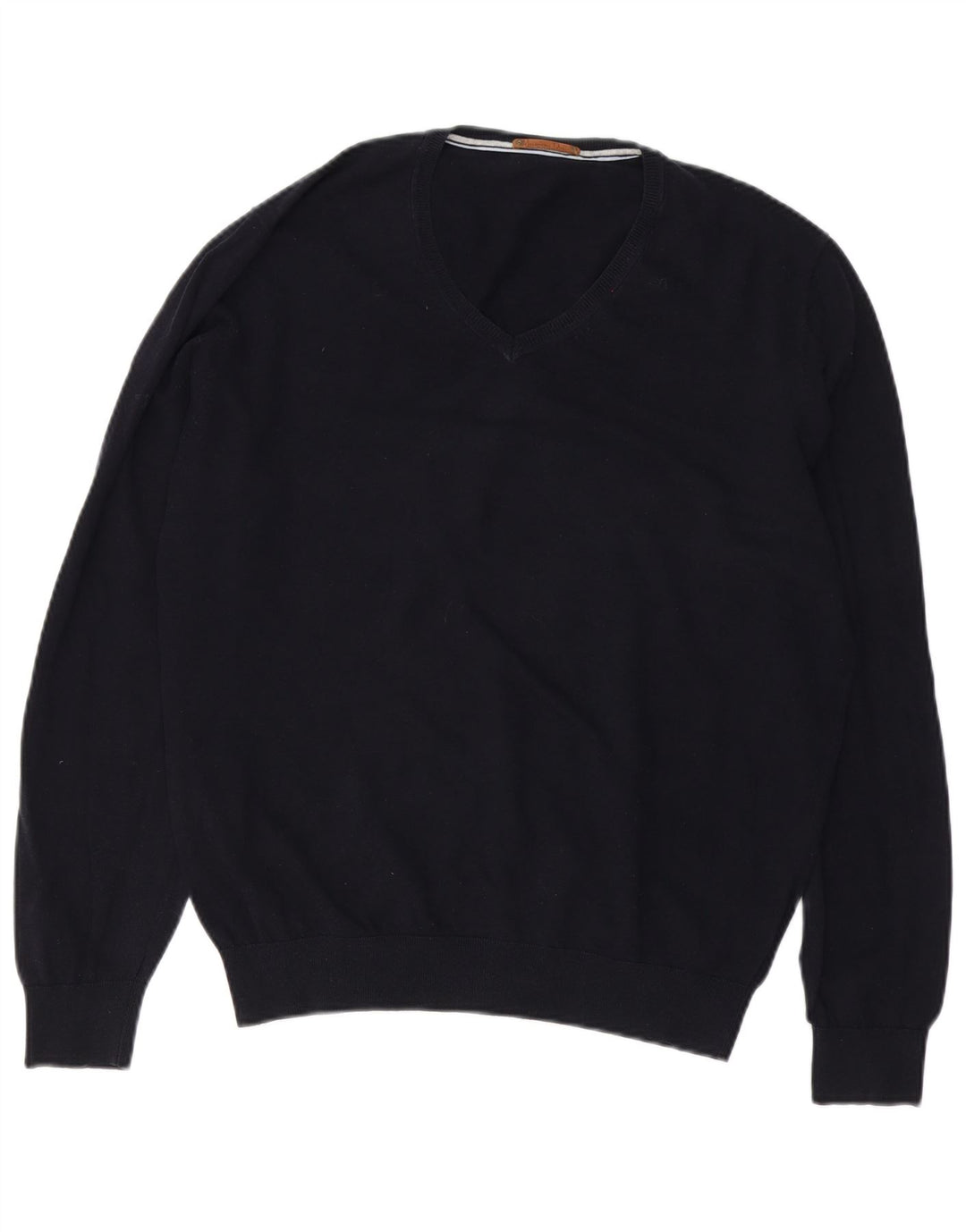 Massimo Dutti Maglione da uomo con scollo a V XL in cotone blu navy