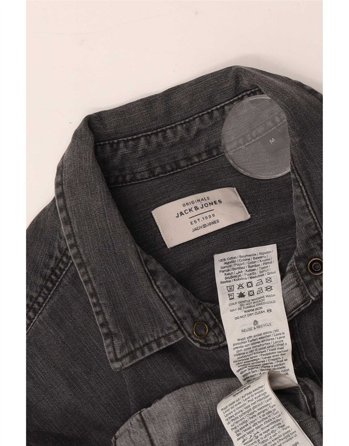Camicia di jeans da uomo Jack & Jones in cotone grigio medio
