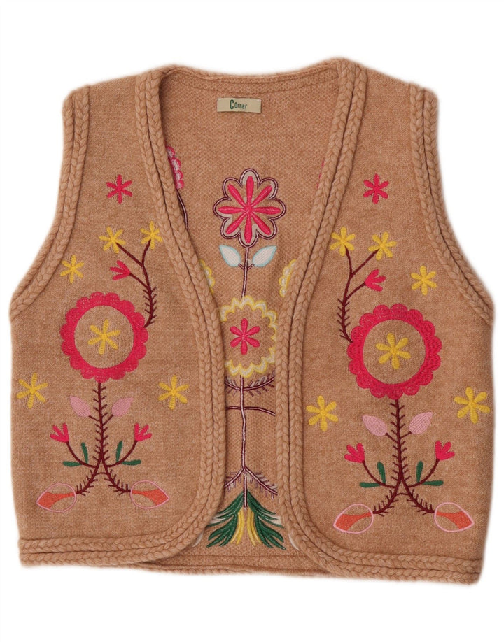 Maglione cardigan aperto con grafica da donna Corner UK 12 Beige medio floreale