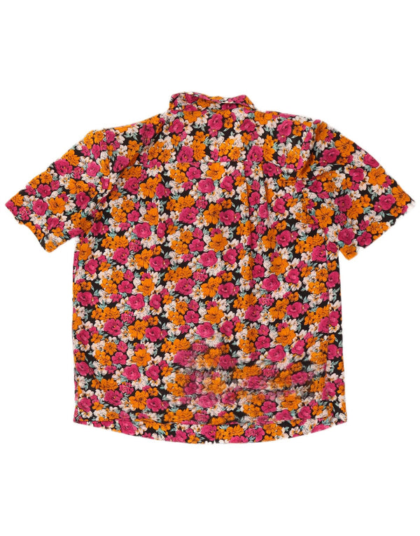 Vintage Womens Short Sleeve Shirt UK 20 2XL Multicoloured Floral