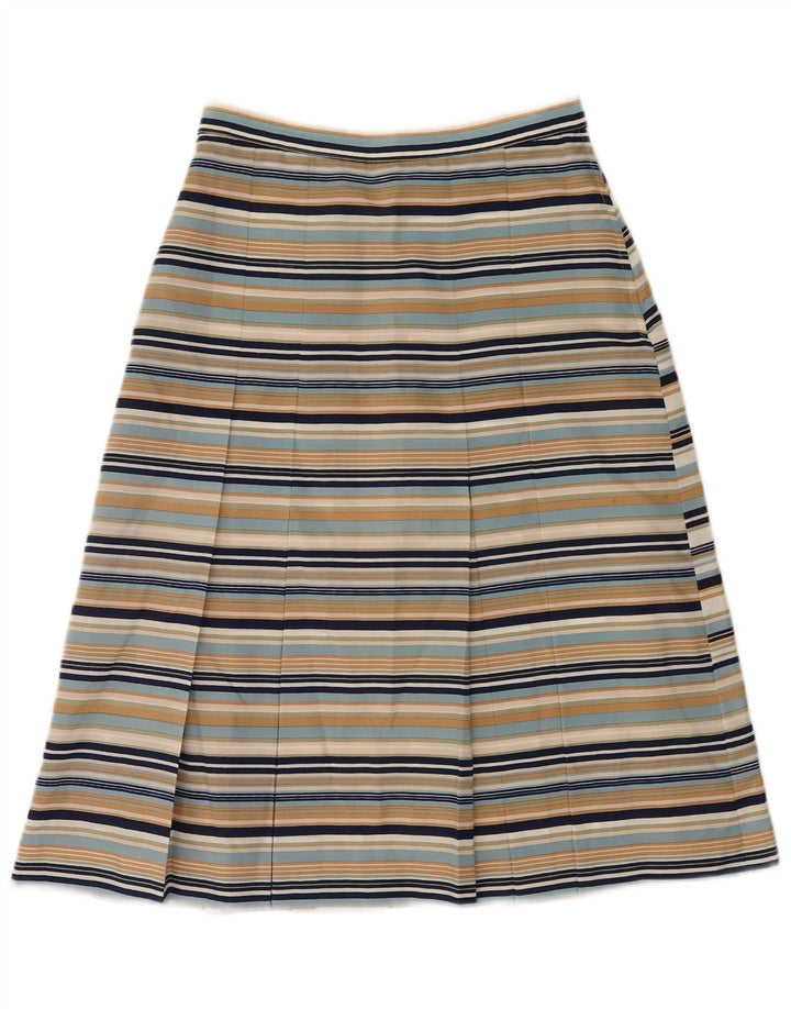 Gonna a pieghe vintage da donna IT 42 media W26 a righe multicolore