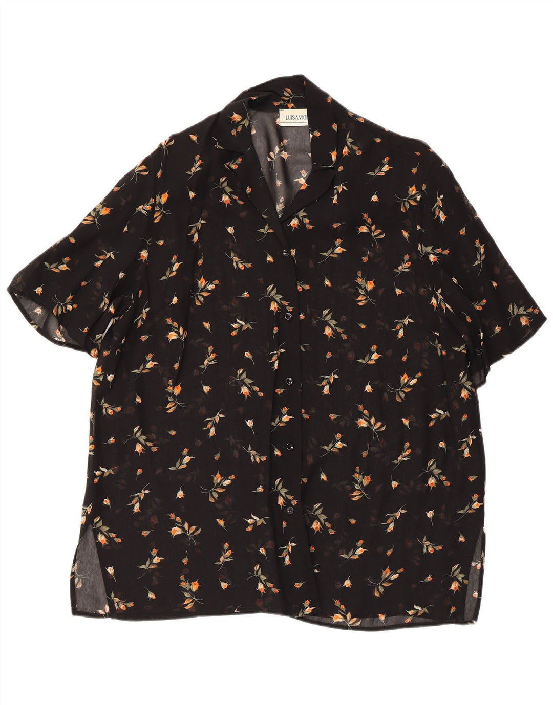 LUISA VIOLA Camicetta trasparente da donna UK 20 2XL Nera floreale