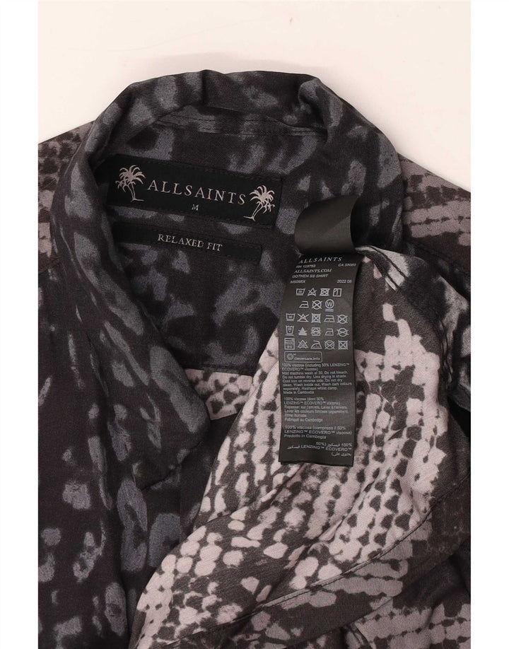 Camicia a maniche corte da uomo di All Saints, stampa animalier blu navy medio