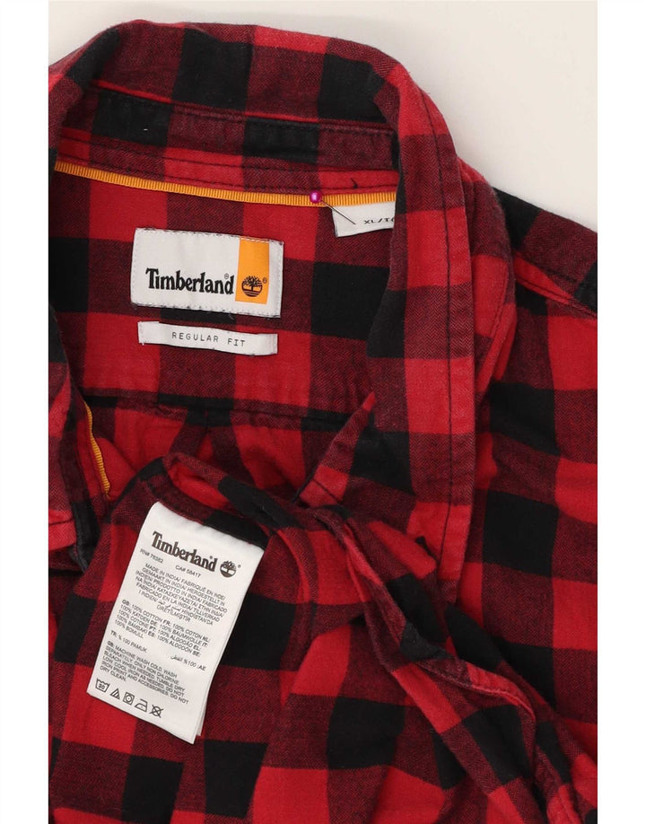 Camicia in flanella da uomo Timberland Regular Fit XL in cotone a quadretti rosso