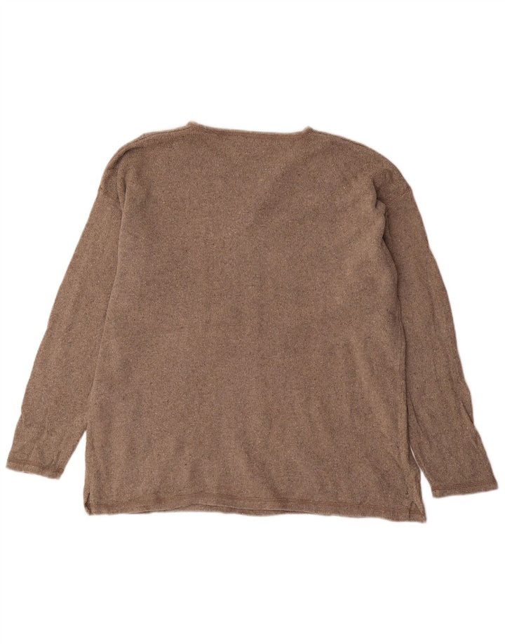 EDDIE BAUER Maglione oversize da donna con scollo a barca UK 14 Marrone medio