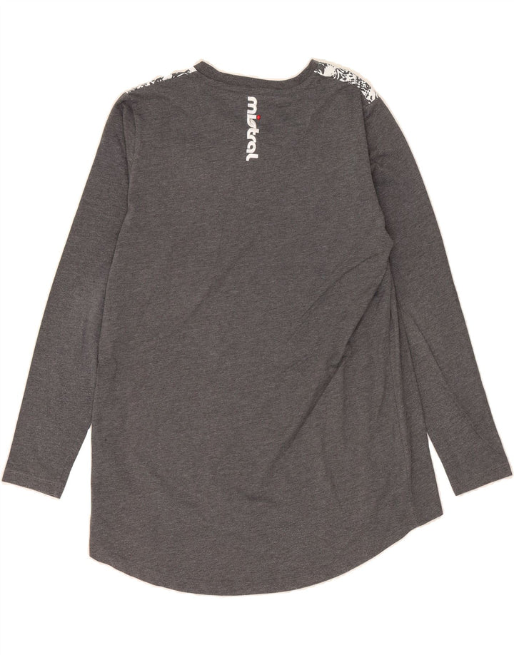 MISTRAL Womens Graphic Top Long Sleeve UK 14 Medium Grey Polyester Vintage Mistral and Second-Hand Mistral from Messina Hembry 
